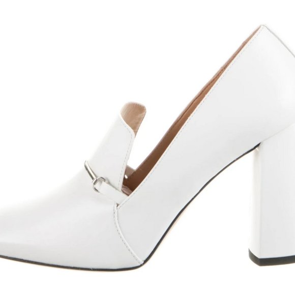 NWT Lewit High Heel Loafers White Leather size 9.5/39.5 - Picture 2 of 5